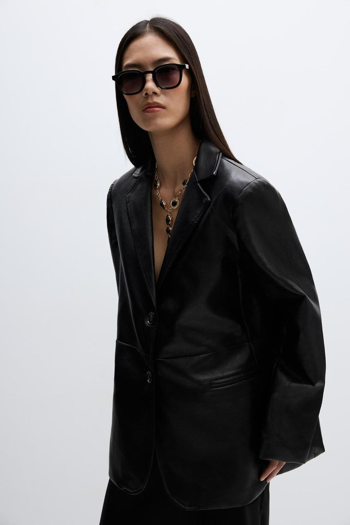 LEATHER EFFECT BLAZER