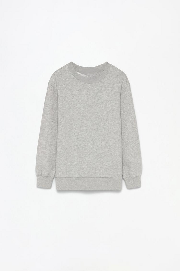Basic Tracksuit Sweatshirt - Women's Grey Sweatshirt - Full View of Stylish and Comfortable Active Wear Top