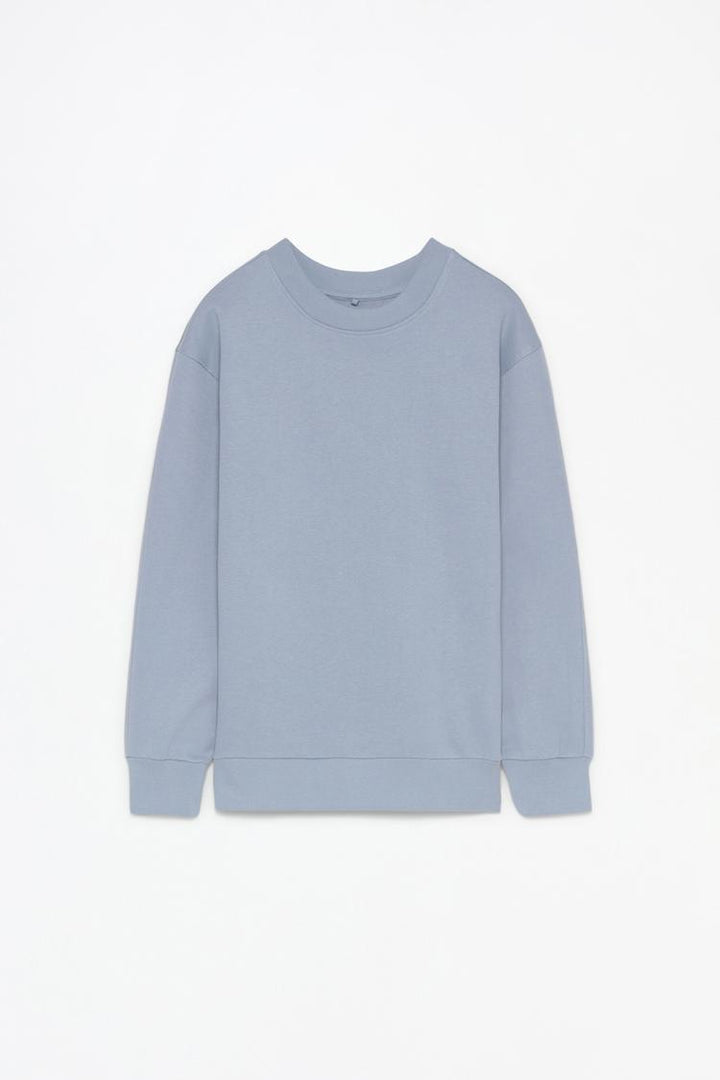 Basic Tracksuit Sweatshirt - Women's Light Blue Sweatshirt - Full View of Stylish, Comfortable Active Wear Top