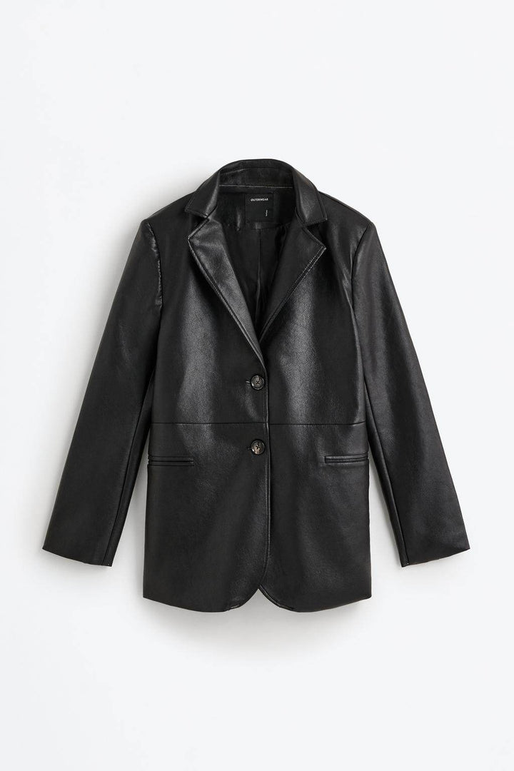 Genuine leather blazer for women's fashion

