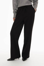Front view of black straight-fit trousers, perfect for both formal and casual occasions