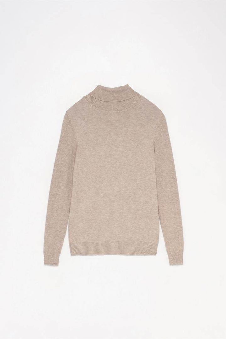 Beige basic turtleneck sweater for women

