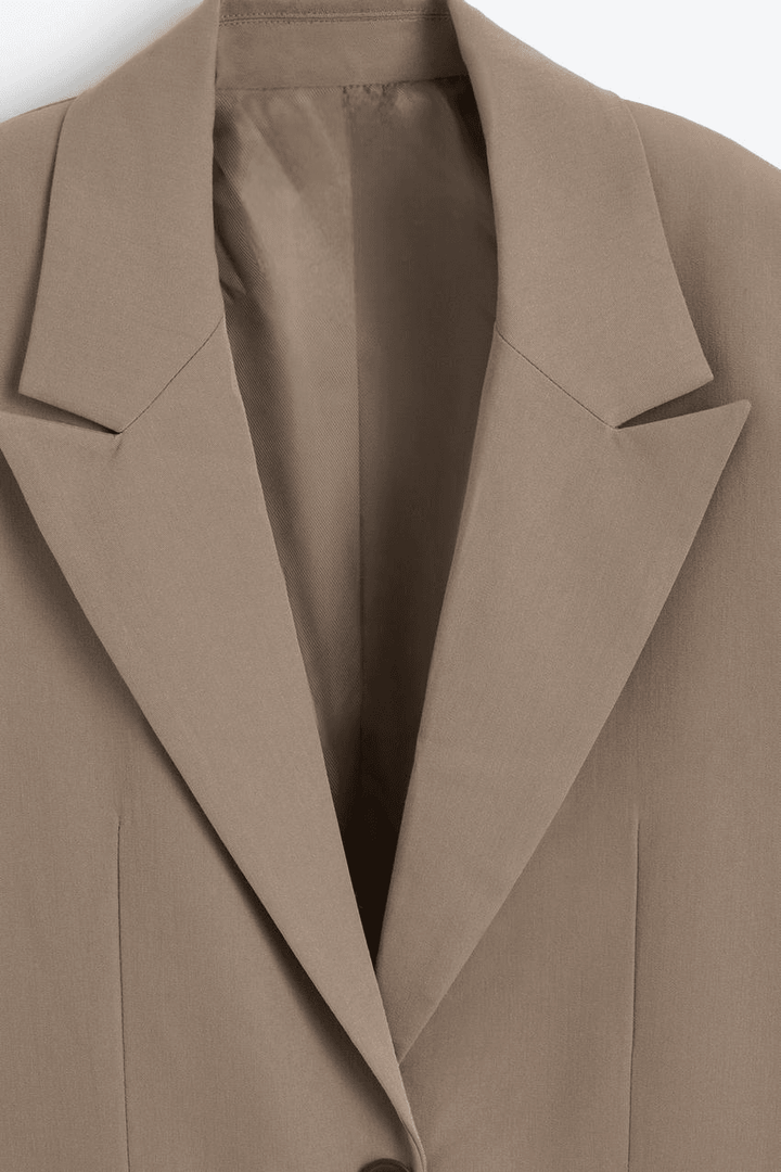 Inside material of a beige women's blazer
