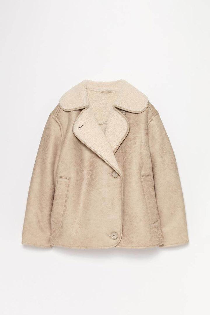 Beige brown double-faced coat for women

