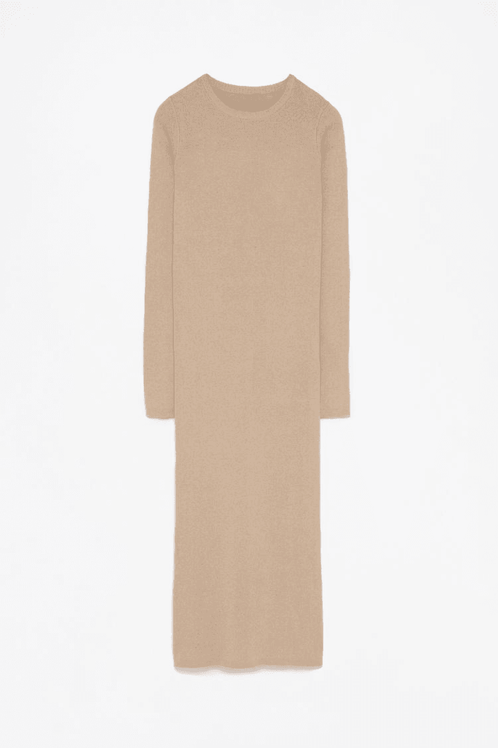Beige knit midi dress for women

