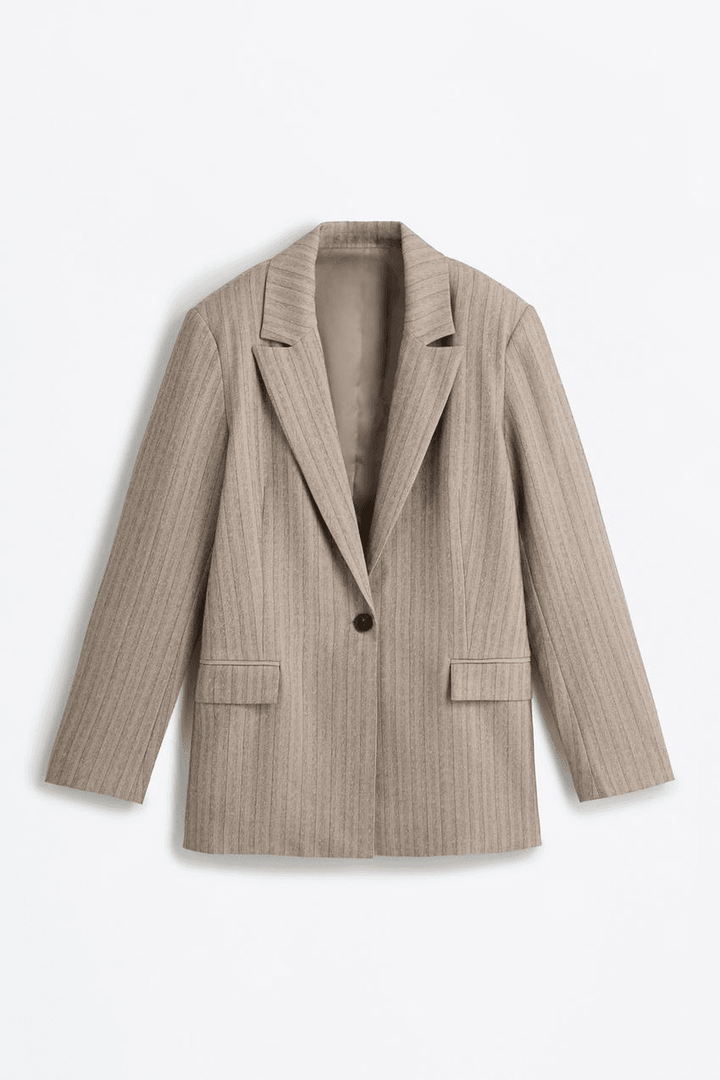 Beige women's pinstripe blazer

