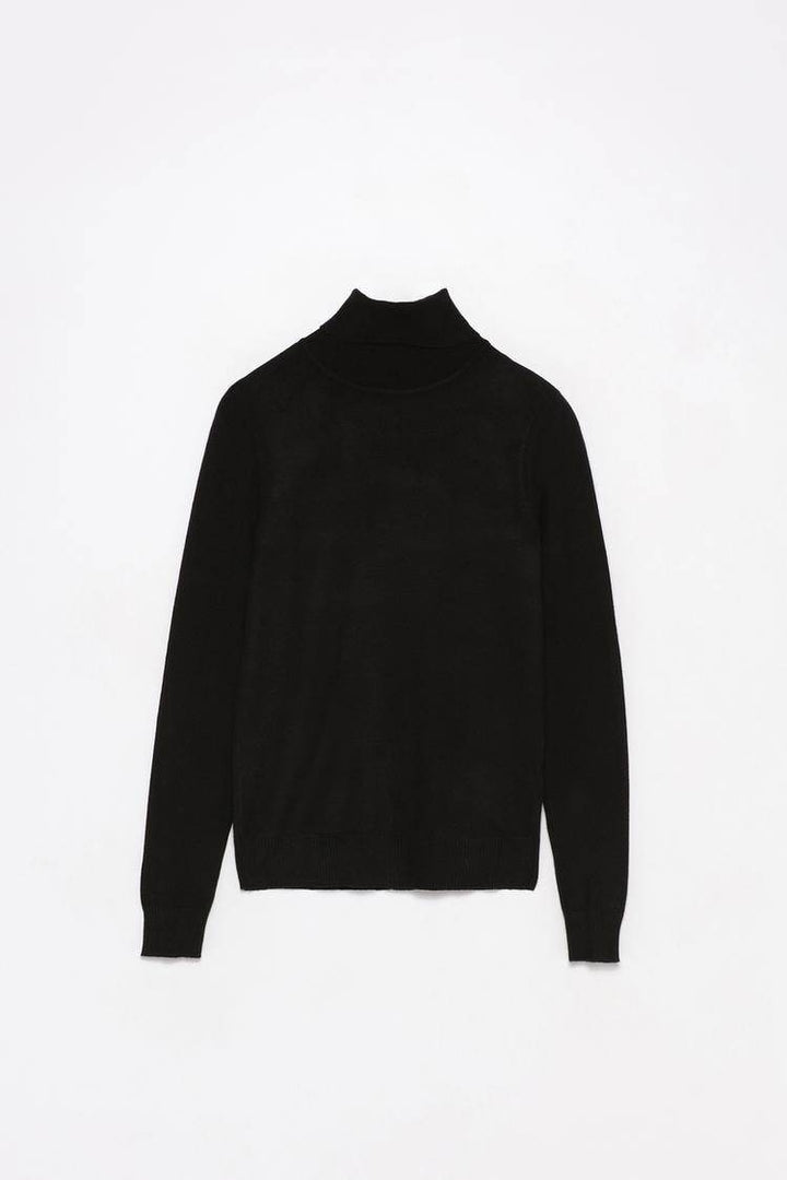 Black basic turtleneck sweater for women

