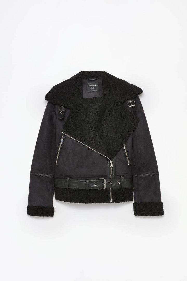 Zoomed out product image of black crossover jacket


