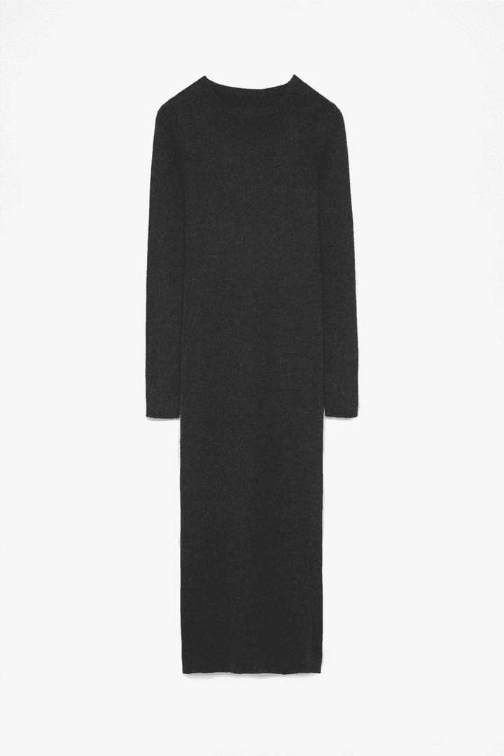 Black knit midi dress for women

