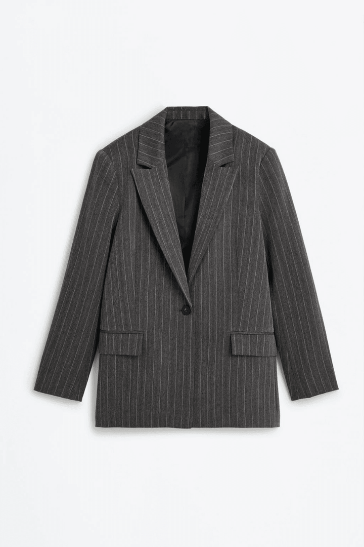 Black women's pinstripe blazer
