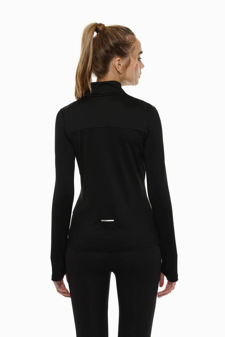 Back view of the women's black sports jacket

