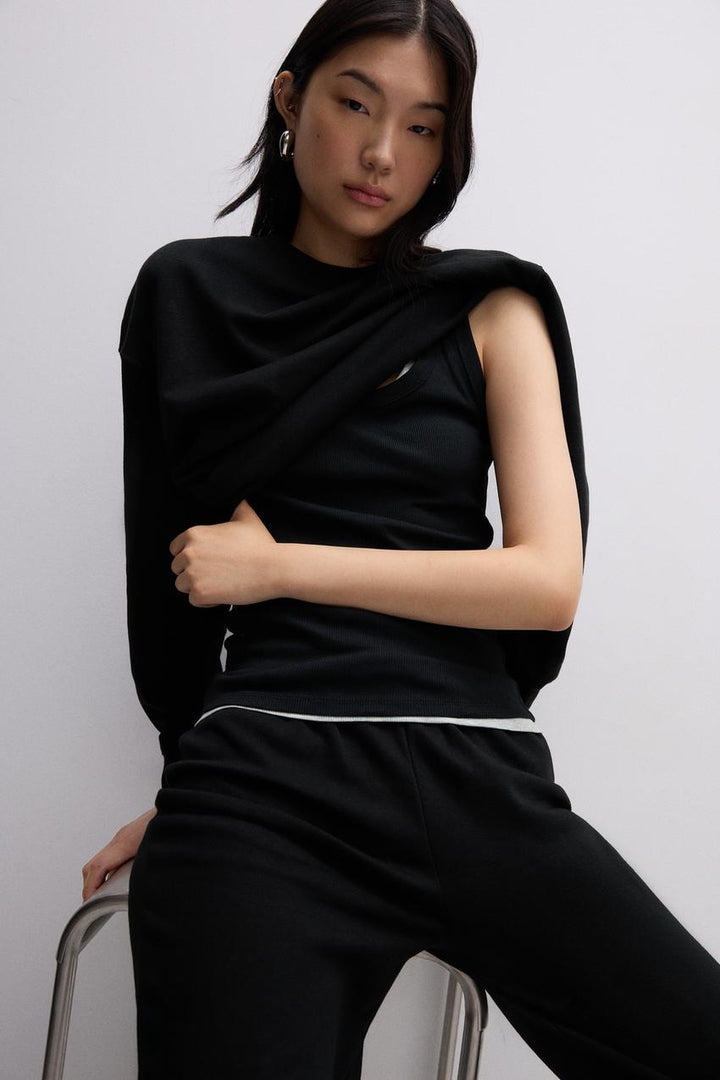 Front full view of a black women's sweatshirt
