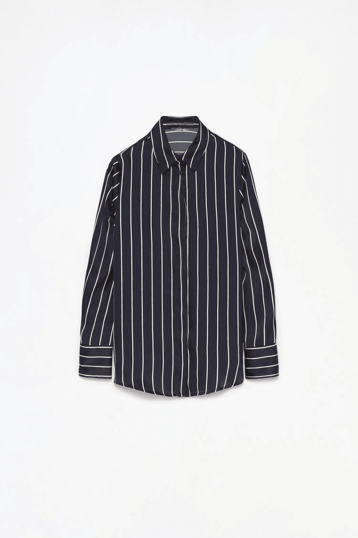 Blue satin shirt for women

