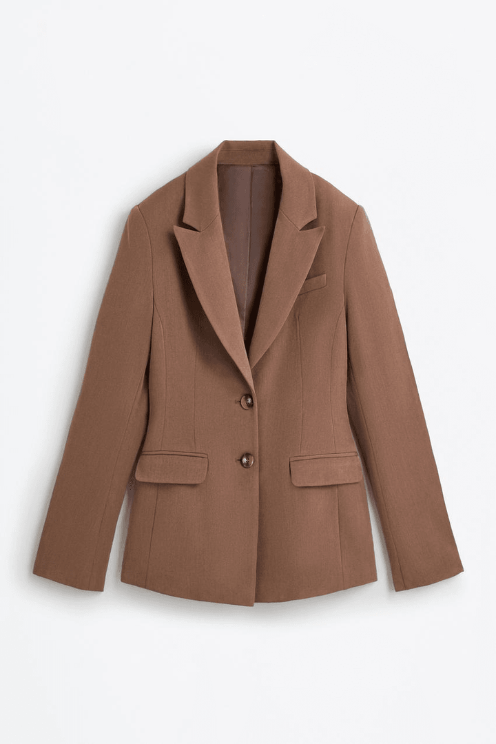 Brown fitted blazer for women