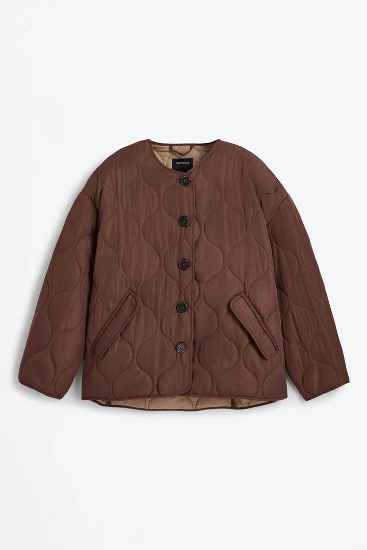 Brown quilted jacket for women


