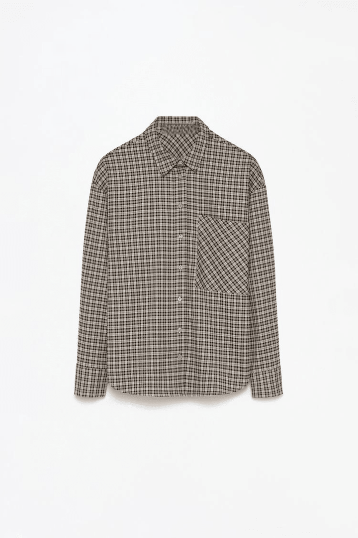 Grey checked shirt for women

