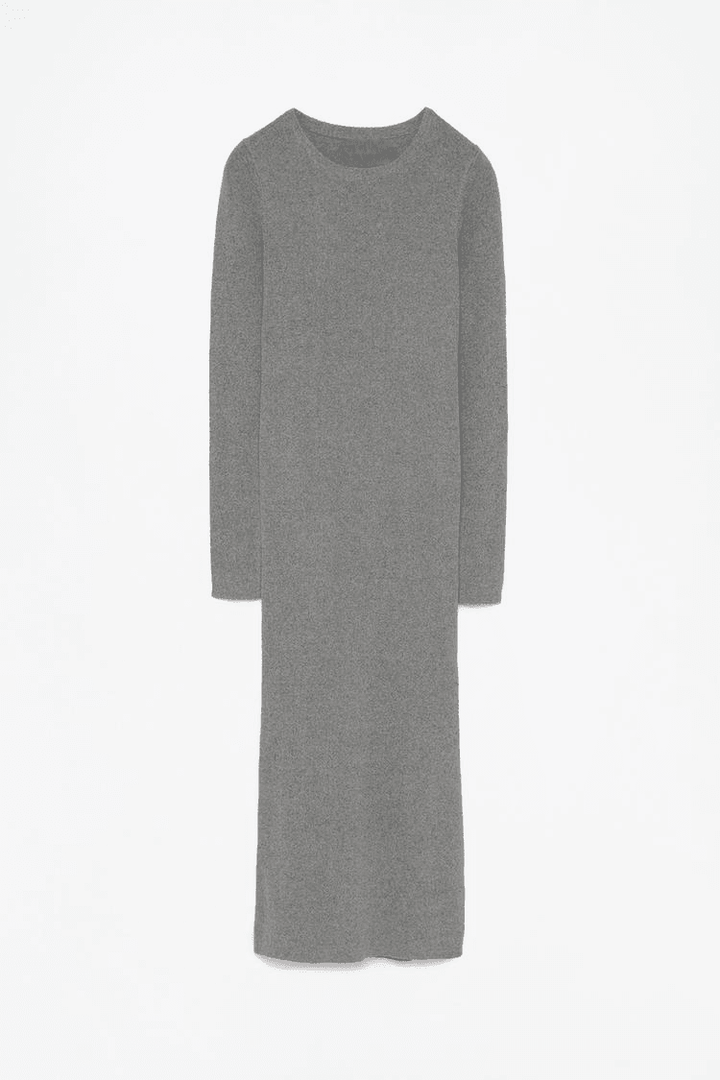 Grey knit midi dress for women

