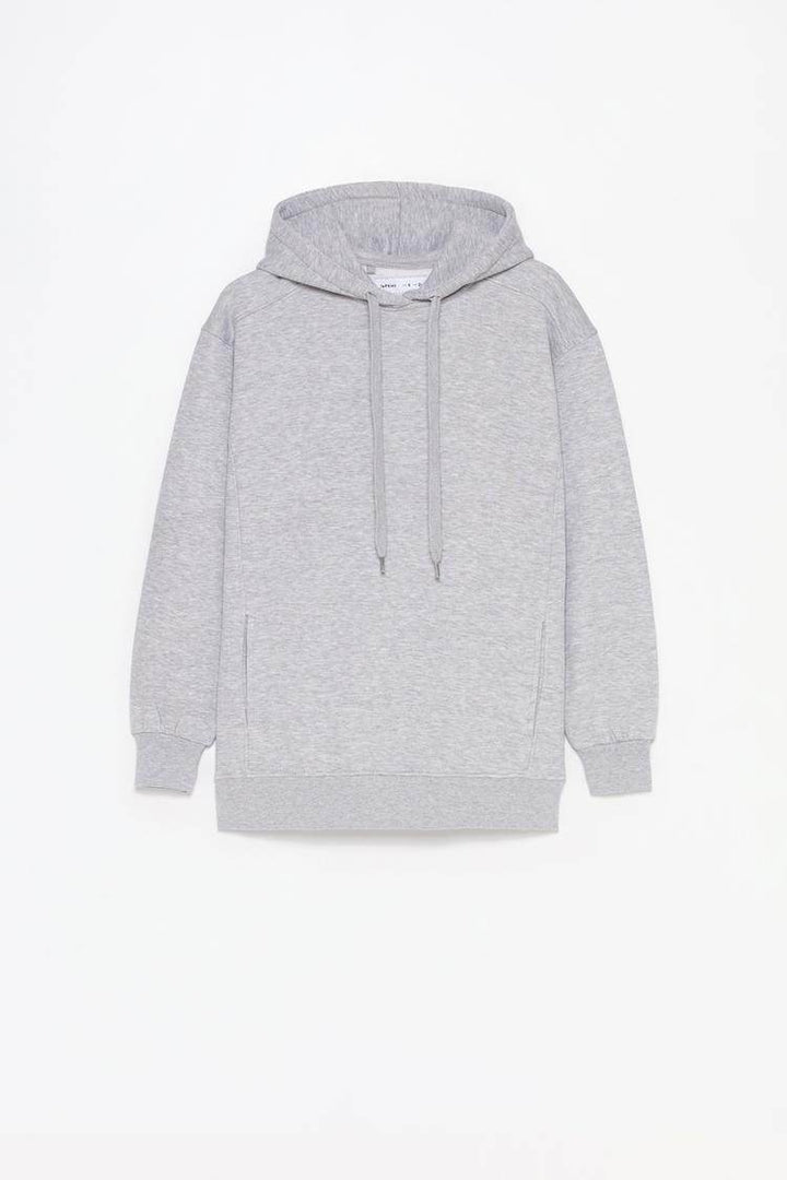 Grey oversized plush sweatshirt for women

