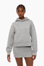 Front view of women's grey tracksuit hoodie

