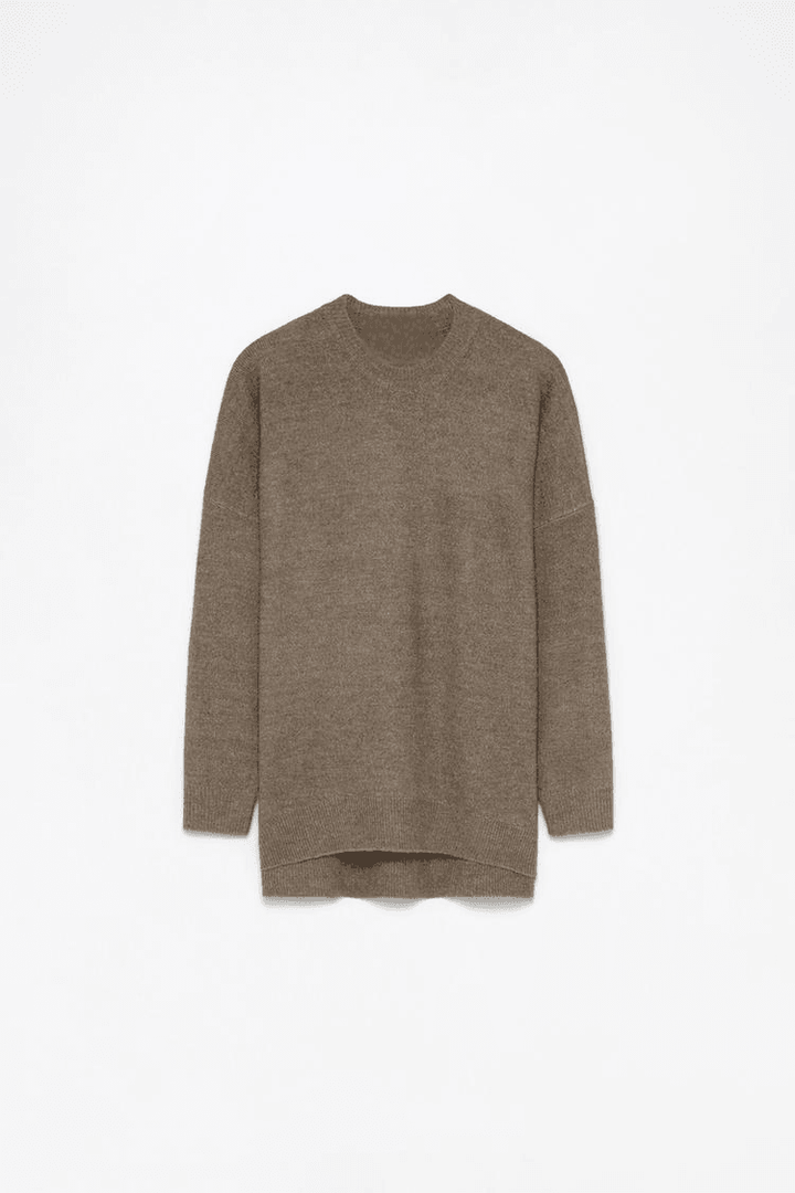 Khaki soft knit oversize jumper for women

