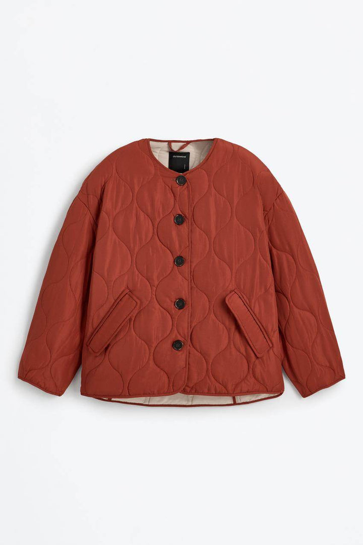Orange quilted jacket for women

