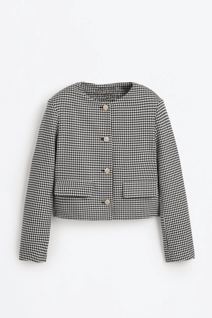 White women's cropped blazer
